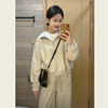 韩系休闲运动服套装女2024春季慵懒宽松半拉链立领卫衣长裤两件套