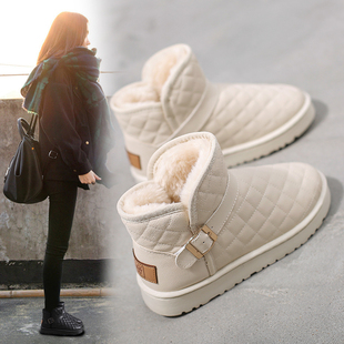 雪地靴女2023年冬季洋气时尚，棉鞋加绒加厚防水短靴子女款鞋子
