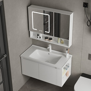 高档智能304不锈钢浴室柜组合白色简约卫生间洗手洗脸面盆镜柜洗