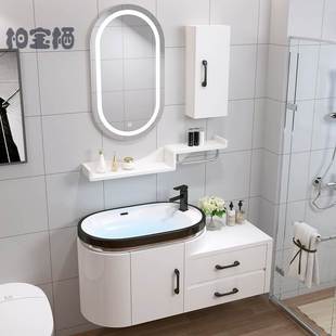 现代池台洗面台盆浴室，洗漱卫浴镜柜组合柜，简约洗手洗脸pvc卫生间