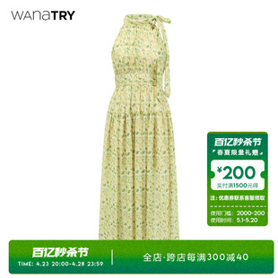 wanatry无袖连衣裙女复古飘带领夏季裙子，性感无袖露肩长裙