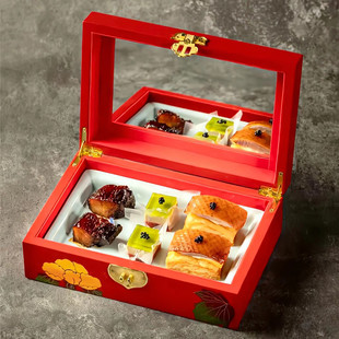 创意中式红意境菜网红火锅虾滑肥牛酥肉盘位上餐具点心盒高档餐具