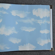 超逼真蓝色天空壁纸 蓝天白云 简约儿童房卧室客厅背景吊顶墙纸卷