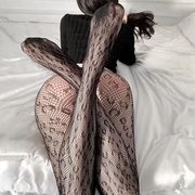 复古豹纹提花连裤袜女性感显瘦镂空网袜黑色打底袜丝袜