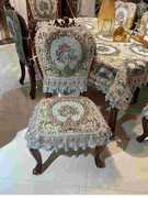 欧式餐椅垫套装奢华家用椅子垫防滑坐垫凳子套罩美式圆餐桌布