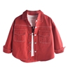 男童红色衬衫韩版洋气，儿童衬衣春秋2023春装，小童宝宝牛仔外套