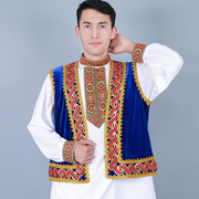 新疆男士舞蹈服马甲维吾尔族休闲宽松大码坎肩，民族风舞台演出短夹