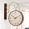 北欧实木网红双面钟表挂钟客厅，家用两面挂表现代简约时尚装饰时钟