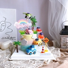 卡通汽车蛋糕摆件迷你回力小汽车烘焙插件儿童生日，主题甜品台装扮