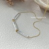KOKO极简金属天然巴洛克项链长条淡水珍珠小众气质造型款复古法式
