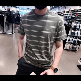 CK Calvin Klein男士夏季新款休闲条纹圆领短袖T恤时尚CM3-198