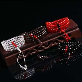 天然红黑玛瑙108颗佛珠手串，款本命年水晶，多圈念珠手链情侣款