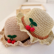 夏季儿童渔夫帽女童遮阳草帽女宝宝公主帽子，防晒婴儿沙滩帽太阳帽