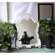 欧式镜框立体雕花，复古理发店镜子美容美发，镜白色发廊镜台壁挂