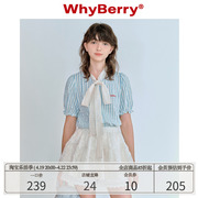 whyberry24ss“糖豆少女”蕾丝，蝴蝶结衬衫泡泡袖花边衬衣甜美风