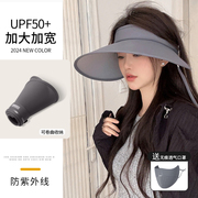UPF50+防晒遮阳帽子女夏季大檐遮阳帽面罩组合装空顶帽显脸小