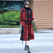 秋季女装风衣气质名媛高端200斤显瘦高级感阔版束腰长款外套
