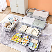 床底收纳盒透明整理箱大号家用扁收纳箱沙发收纳储物箱塑料带轮