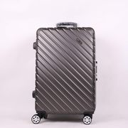 时尚铝框abs+pc小型24寸行李箱，拉杆密码深灰色商务旅行箱男女通用