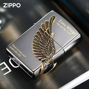 Zippo打火机正版黑冰爱神之翼日版爱情羽毛防风送男友