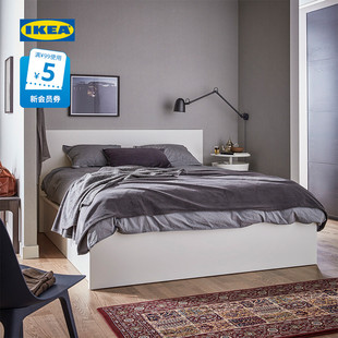 IKEA宜家MALM马尔姆多功能高箱床收纳储物床侘寂风床框卧室双人床