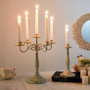 欧式复古烛台摆件餐桌浪漫烛光晚餐拍摄道具西餐北欧蜡烛台小家用