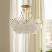 艺术居卧室灯现代法式轻奢贝壳，玻璃吊灯美式复古餐厅客厅中山灯具