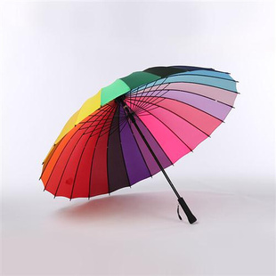 长柄24骨彩虹伞可爱长柄伞时尚韩国创意伞防风雨伞晴雨伞非自动伞