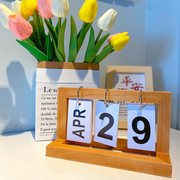 创意木质翻页日历摆件办公室，桌面装饰品日期，牌拍摄拍照小道具摆设