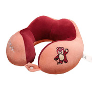 正版草莓熊U型枕护颈枕飞机旅行头枕便携坐车用学生颈椎枕头靠枕