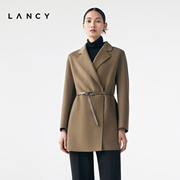 lancy朗姿秋冬季双面呢羊毛，大衣女高端气质收腰外套美拉德风