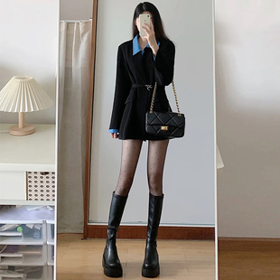 高级设计感黑色西装外套女春秋韩版oversize宽松显瘦休闲西服