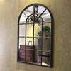 玄关装饰挂镜框欧式复古铁艺假窗镜壁饰，圆弧假窗户挂饰壁景客厅