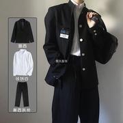 西装套装男dk制服宽松大码中山服港风痞帅百搭学生毕业班服一整套