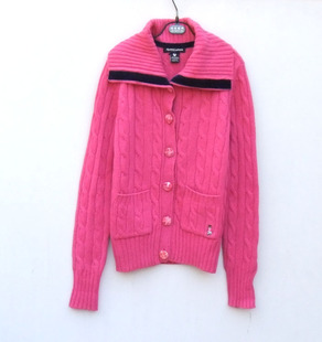 小熊羊绒衫玫红色，紫色女款开衫外套毛衣155-160-165保暖