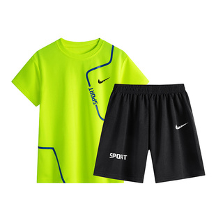 耐克顿儿童夏装T恤速干运动两件套中大童篮球服男孩透气短袖套装