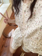 ins蕾丝花边睡衣女日系可爱兔子夏季网红短袖短裤家居服套装
