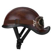 鸭尾复古棕头盔翘尾电动踏板骑行头盔太子头盔电单车安全帽