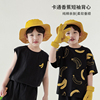 oddtails男童满印香蕉纯棉，t恤夏季2023年中大童舒适百搭短袖