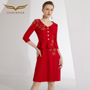 创意狐小洋装名媛高端礼服裙，红色小礼裙新娘，回门服宴会气质连衣裙