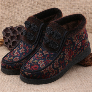 老北京布鞋女鞋老人棉鞋冬季高筒中老年妈妈鞋防滑加厚保暖奶奶鞋