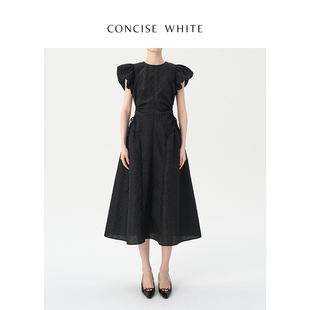 concise-white简白法式黑色长裙连衣裙裙子夏季设计师品牌女装