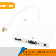 MINI迷你DP转HDMI/DVI/VGA转换器分配器带音频高清视频转换线4K