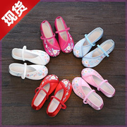 儿童鞋女童布鞋22中国风复古唐装中式汉服鞋子透气绣花鞋表演出鞋