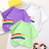 彩虹儿童短袖t恤夏季纯棉亲子装，夏装一家三口母女男童半袖上衣服