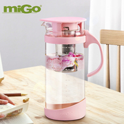 migo冷水壶玻璃耐高温大容量，带茶漏家用客厅，创意粉色凉泡茶开水壶