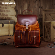 hanmiis大容量头层牛皮，双肩包全真皮男士，背包书包原创小众旅行包