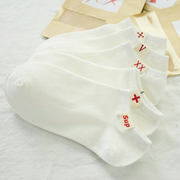 袜子布标情侣男女浅口白色，隐形袜夏季薄款短袜运动学生网红款船袜