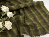 加厚蓬松 军绿色长毛格纹羊毛混纺面料秋冬大衣外套设计师布料