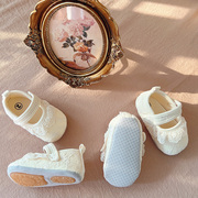 婴儿鞋子蕾丝花边防滑地板鞋公主，鞋女宝宝软底步前鞋学步鞋0-1岁